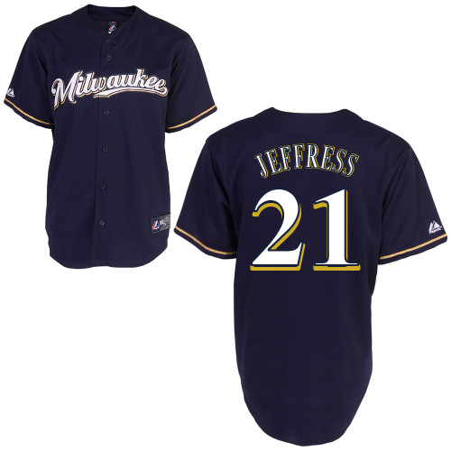 Jeremy Jeffress #21 mlb Jersey-Milwaukee Brewers Women's Authentic 2014 Blue Cool Base BP Baseball Jersey